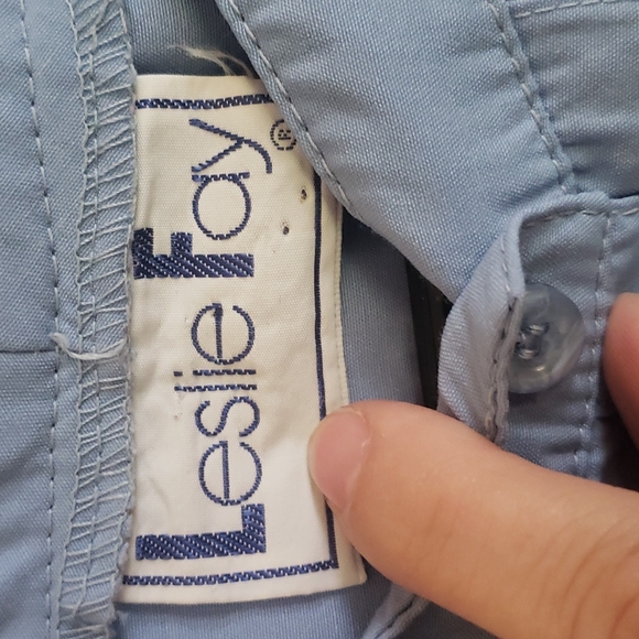 Vintage Leslie Fay Blue Shirt Dress - Picture 3 of 5